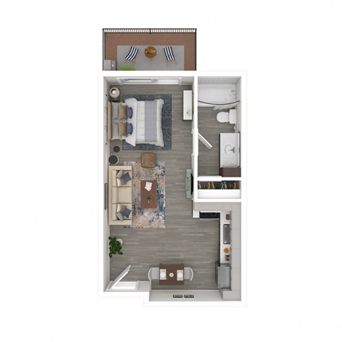 Studio apartment floorplan Track 281 in Sacramento CA 95811